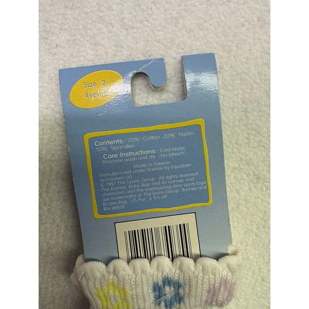 Vintage Deadstock BARNEY 1997 Socks Size 2-4 Years